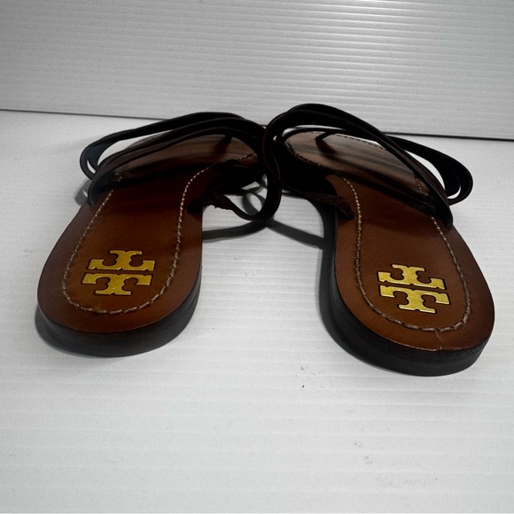 Tory Burch Patos Dark Brown Multi-Strap Leather Slide Sandals Size 7 - Picture 9 of 14